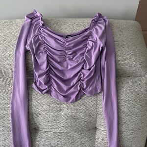 SHEIN Lavender Ruched Long Sleeve Top